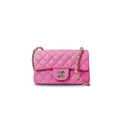 CHANEL CAVIAR QUILTED MINI DOUBLE FLAP PINK AS1116 (20*12*6cm)